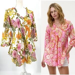 OneSeason Poppy Top Cotton in St Barts Lilac Colorful Floral Print